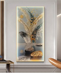 Crystal Almond Wall Painting 70*140Cm With Led