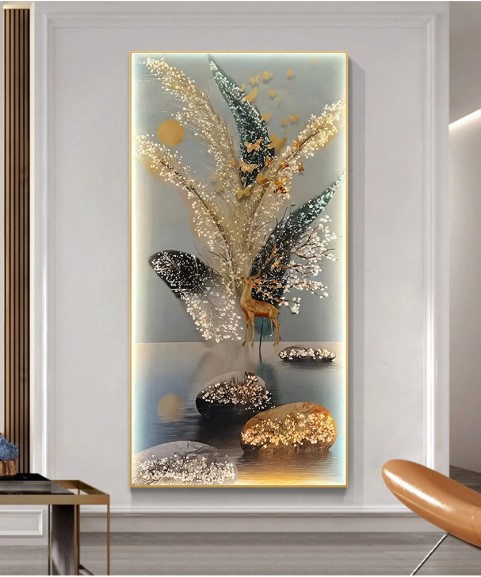 Crystal Almond Wall Painting 70*140Cm With Led