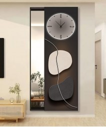 80*150 Cm Gorgeous Mirrior Art Painting Black And White With Clock