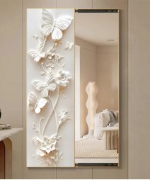 80*150 Cm Gorgeous Mirror Art Painting Blossom White