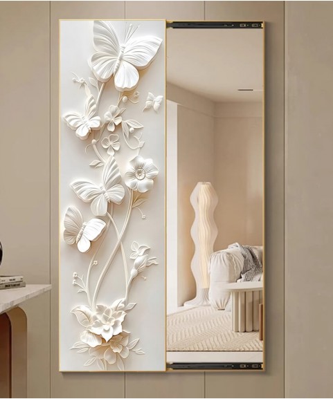 80*150 Cm Gorgeous Mirror Art Painting Blossom White