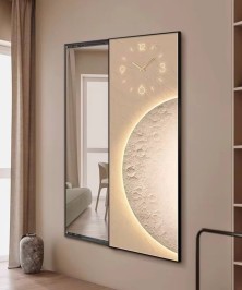 80*150 Cm Gorgeous Mirrior Art Painting With Moon And Clock