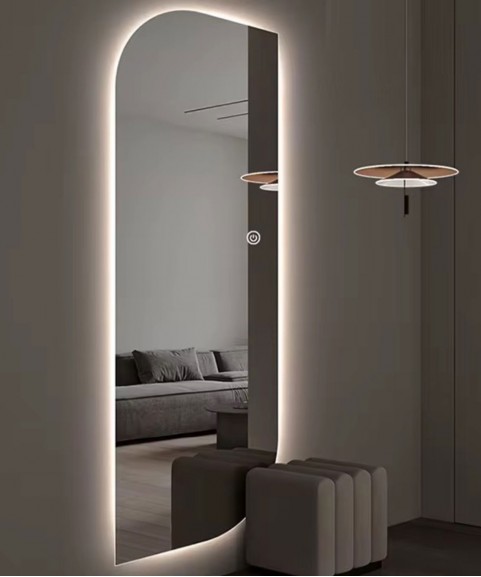 60*160 Cm A Luxurious Mirrior Rectangle Decorates The Wall With Lighting