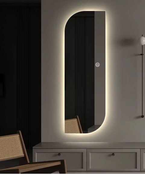 60*160 Cm A Luxurious Mirrior Rectangle Decorates The Wall With Lighting