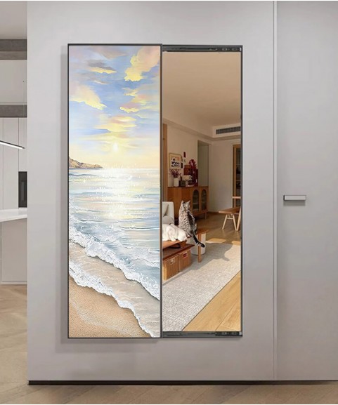 80*150 Cm Gorgeous Mirrior Art Painting With The Beach And The Sea