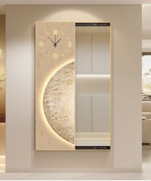 80*150 Cm Gorgeous Mirrior Art Painting With Moon And Clock