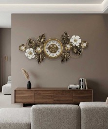 Pepper Flower Wall Clock Gold And White