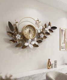 113 x 60cm Wall Clock Gold And White Color