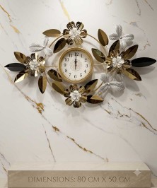 113 x 60 cm Wall Clock White And Gold
