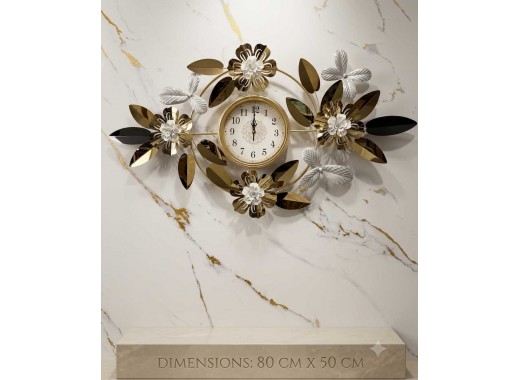 113 x 60 cm Wall Clock White And Gold
