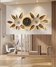 Gold And White Metal Clock