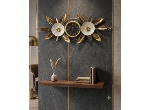 Gold And White Metal Clock