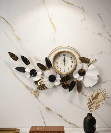 White And Gold And Bronze Wall Clock