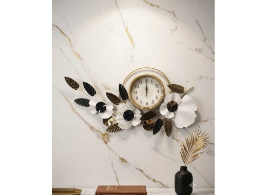 White And Gold And Bronze Wall Clock