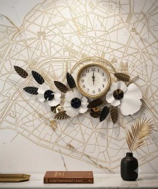 White And Gold And Bronze Wall Clock