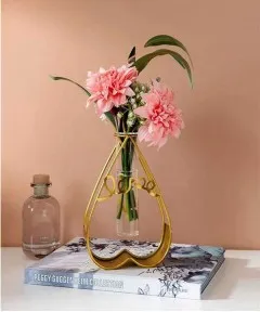 Heart Shape Gold Glass Tube