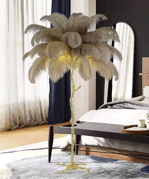 Feather Modern LED Floor Lamp – Stylish & Functional Grey