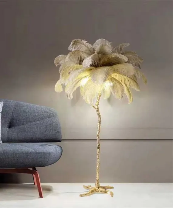 Feather Modern LED Floor Lamp – Stylish & Functional Grey