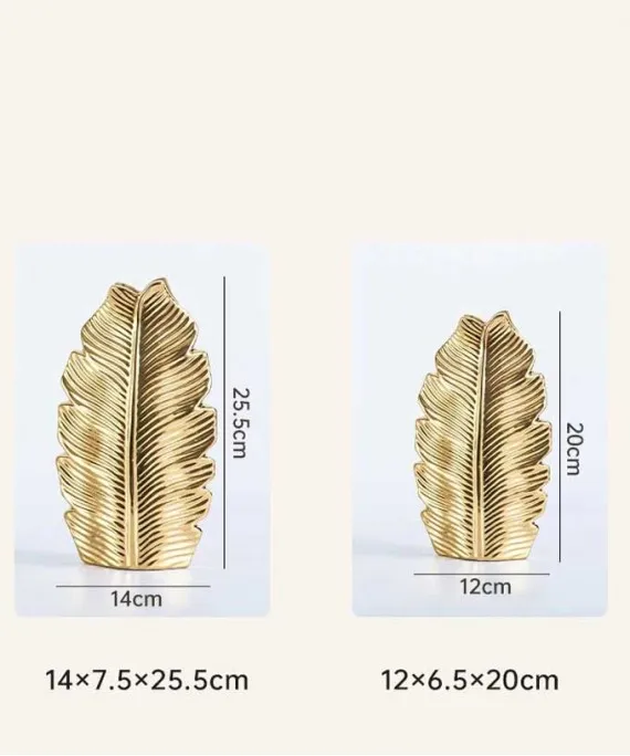 Nordic White Gold Electroplating Leaf Ceramic Vase