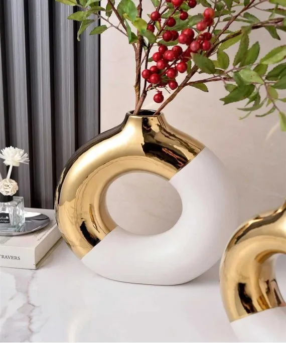 Gold Circle Docunt Flower Vases