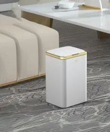  Stainless Stell Smart Induction Type Trash Can With Automatic Open Lid, Sanitary Bucket White Color