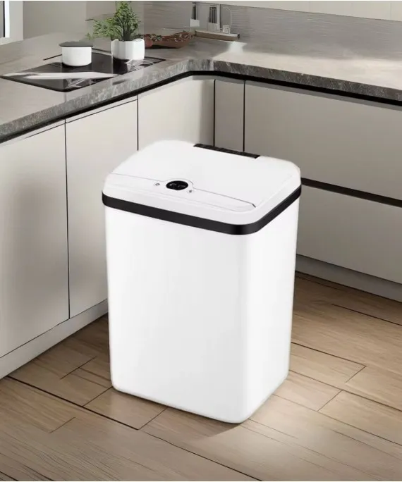 Smart Induction Type Trash Can With Automatic Open Lid, Sanitary Bucket White Color