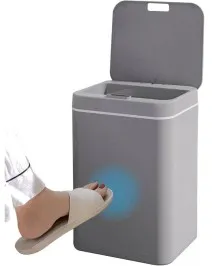 Smart Induction Type Trash Can With Automatic Open Lid, Sanitary Bucket Grey Color
