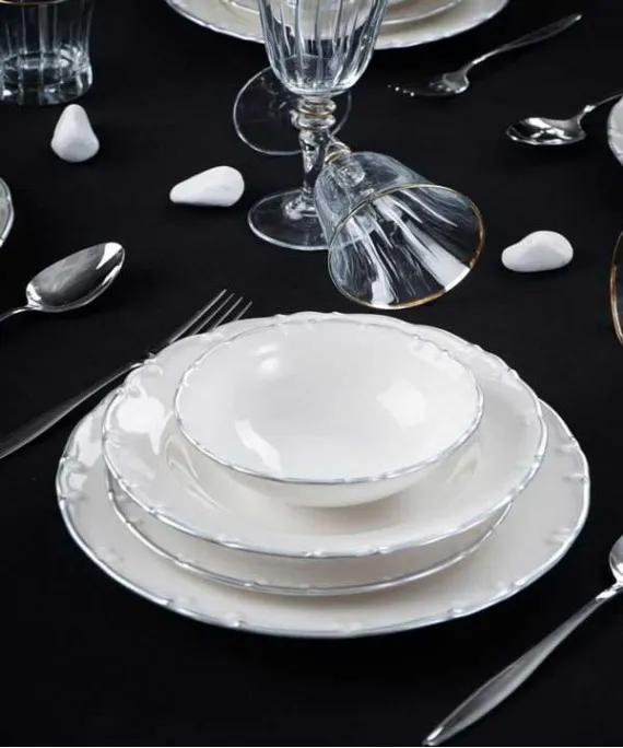 Liyana 6 Person 24 Piece Silver Porcelain Dinnerware