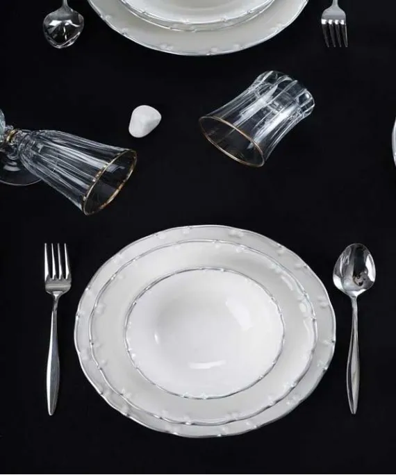 Liyana 6 Person 24 Piece Silver Porcelain Dinnerware