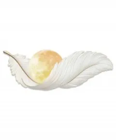 Crystal Feather Yellow Moon Wall Painting With Led Light 50*150 Cm