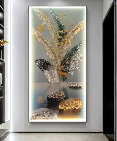 Crystal Almond Wall Painting 70*140Cm With Led