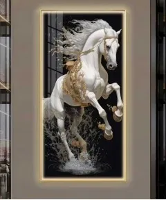 Black Horse Crystal Painting 70*140 Cm With Led Light