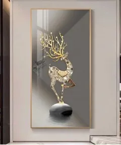 Ghazzel Crystal Wall Painting Grey 70*140 Cm With Led Light And Diamound