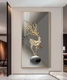 Ghazzel Crystal Wall Painting Grey 70*140 Cm With Led Light And Diamound