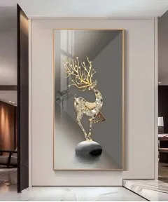 Ghazzel Crystal Wall Painting Grey 70*140 Cm With Led Light And Diamound