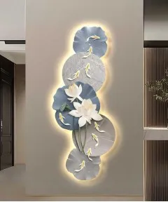 Lotus Flower Nine Fish Figure Porch Decorative Painting And Wall Art Home Decor Wall Art Led