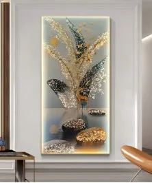 Crystal Almond Wall Painting 70*140Cm With Led