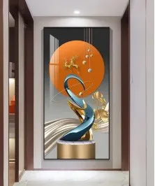 Light Luxury Crystal Painting Orange Color & Gold Cavre