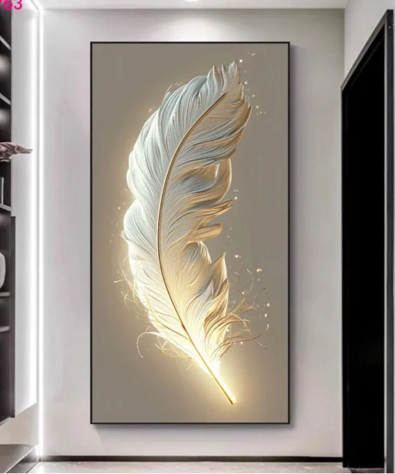 Light Luxury Crystal Painting Gold Feather Light 70*140 Cm