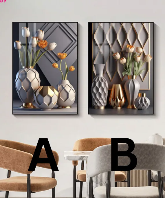 Decoration Home Wall Painting Vase  Black Color