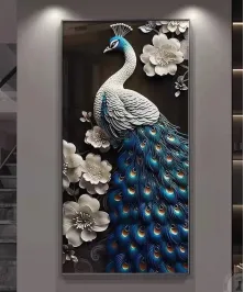 Decoration Home Wall Painting Blue And Black Peacock
