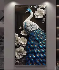 Decoration Home Wall Painting Blue And Black Peacock
