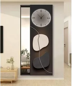 80*150 Cm Gorgeous Mirrior Art Painting Black And White With Clock