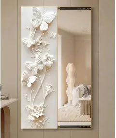 80*150 Cm Gorgeous Mirror Art Painting Blossom White