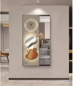 Orange Gorgeous Mirrior Art Painting With Clock  80*150 Cm 