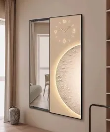 80*150 Cm Gorgeous Mirrior Art Painting With Moon And Clock