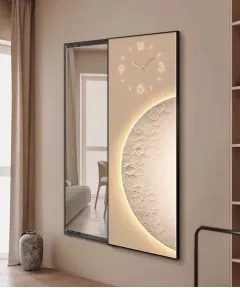80*150 Cm Gorgeous Mirrior Art Painting With Moon And Clock