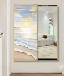 80*150 Cm Gorgeous Mirrior Art Painting With The Beach And The Sea