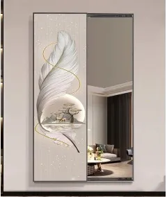 80*150 Cm Gorgeous Mirrior Art Painting With Feather