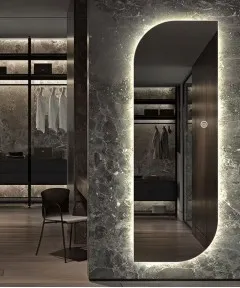 60*160 Cm A Luxurious Mirrior Rectangle Decorates The Wall With Lighting